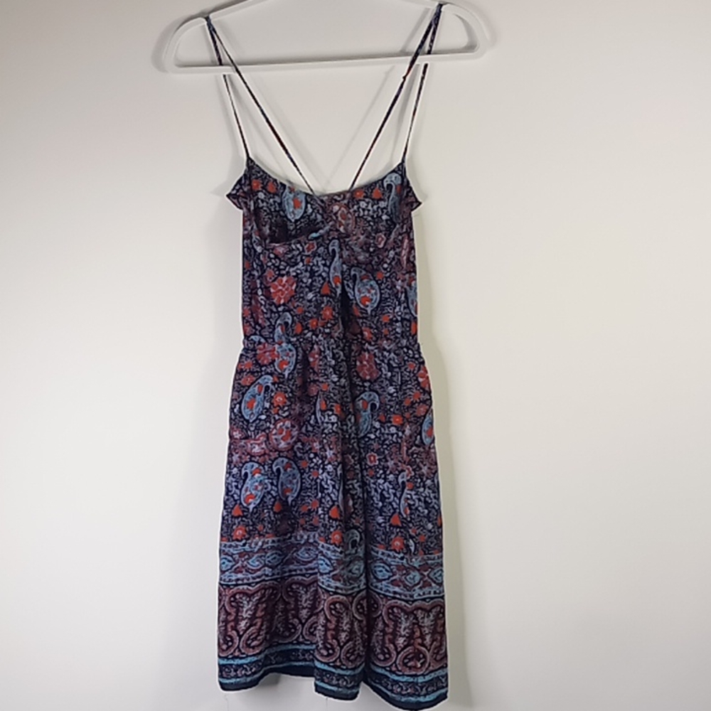 American Eagle Outfitters Navy/ Paisley Print Sleeveless Sheer Dress Size S/P - Picture 10 of 16